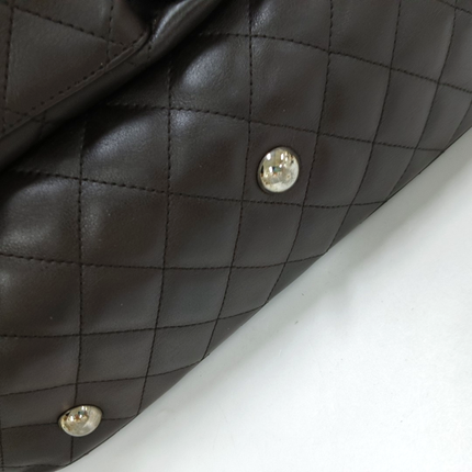 Chanel Cambon Large Dark Brown Calfskin Leather Double Strap Handbag