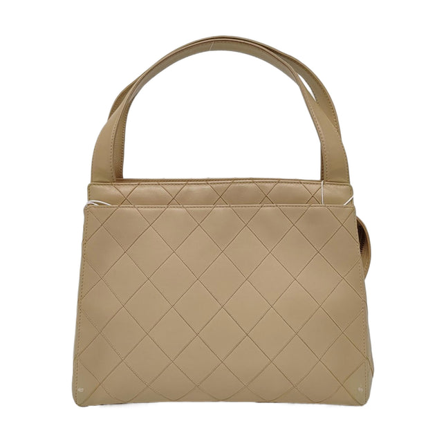 Chanel Vintage Top Handle Beige Lambskin Leather Handbag