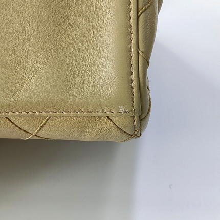 Chanel Vintage Top Handle Beige Lambskin Leather Handbag