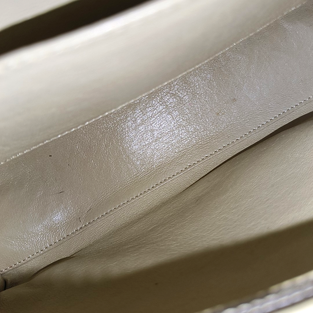 Chanel Vintage Top Handle Beige Lambskin Leather Handbag