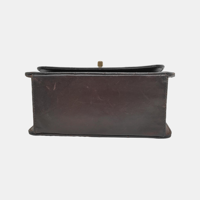 Chanel Kelly Vintage Brown Calfskin Leather Top Handle Bag