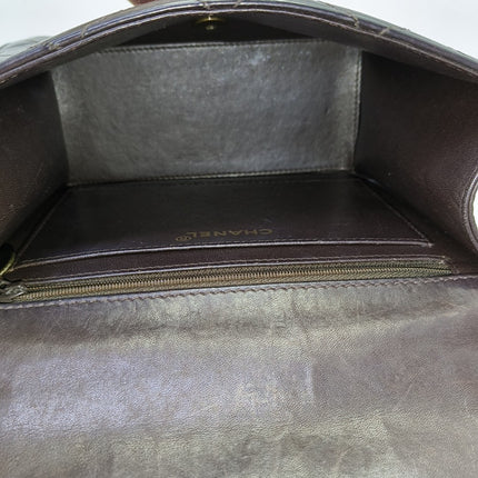 Chanel Kelly Vintage Brown Calfskin Leather Top Handle Bag