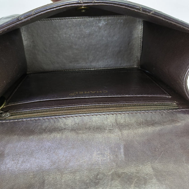 Chanel Kelly Vintage Brown Calfskin Leather Top Handle Bag