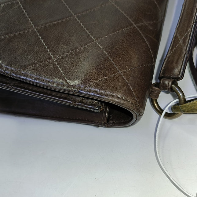 Chanel Kelly Vintage Brown Calfskin Leather Top Handle Bag