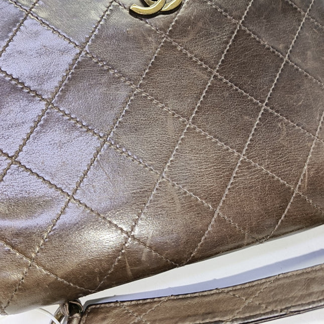 Chanel Kelly Vintage Brown Calfskin Leather Top Handle Bag