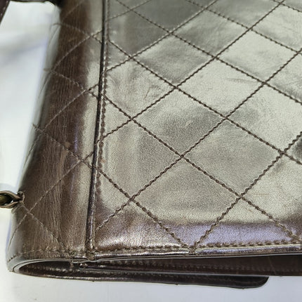 Chanel Kelly Vintage Brown Calfskin Leather Top Handle Bag