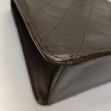 Chanel Kelly Vintage Brown Calfskin Leather Top Handle Bag