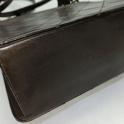 Chanel Kelly Vintage Brown Calfskin Leather Top Handle Bag