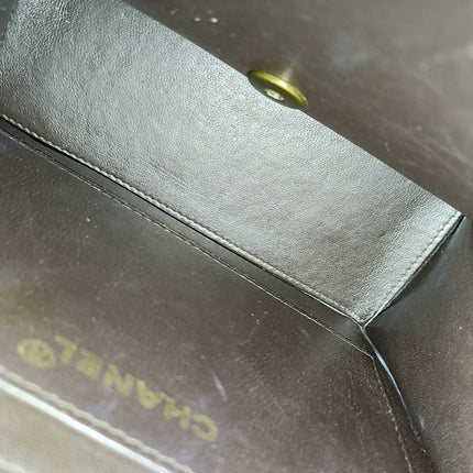 Chanel Kelly Vintage Brown Calfskin Leather Top Handle Bag