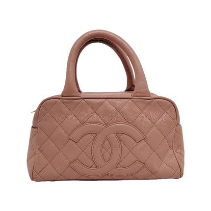 Chanel Boston Bowling Bag Pink Caviar Leather Small Top Handle Bag