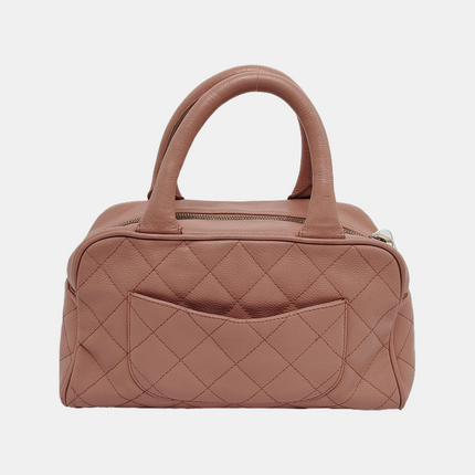 Chanel Boston Bowling Bag Pink Caviar Leather Small Top Handle Bag