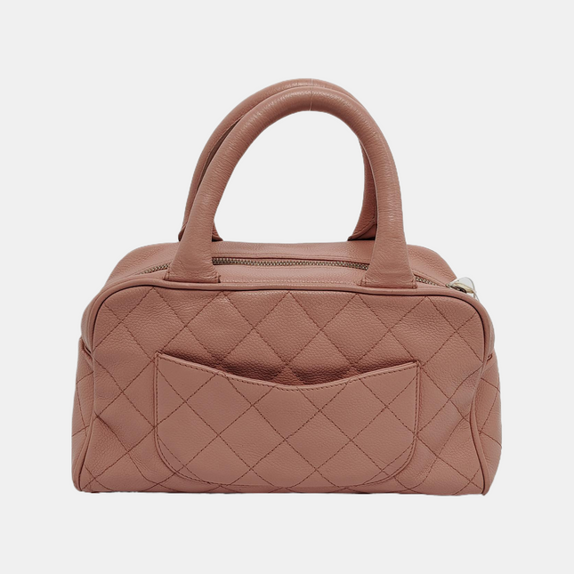 Chanel Boston Bowling Bag Pink Caviar Leather Small Top Handle Bag