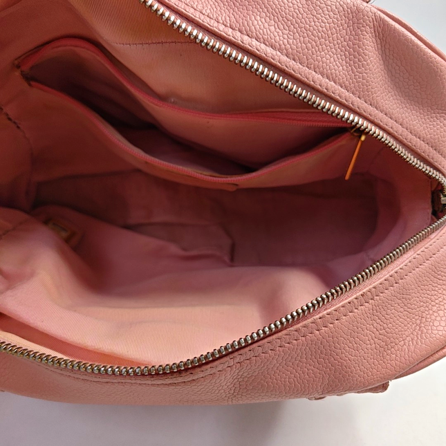 Chanel Boston Bowling Bag Pink Caviar Leather Small Top Handle Bag