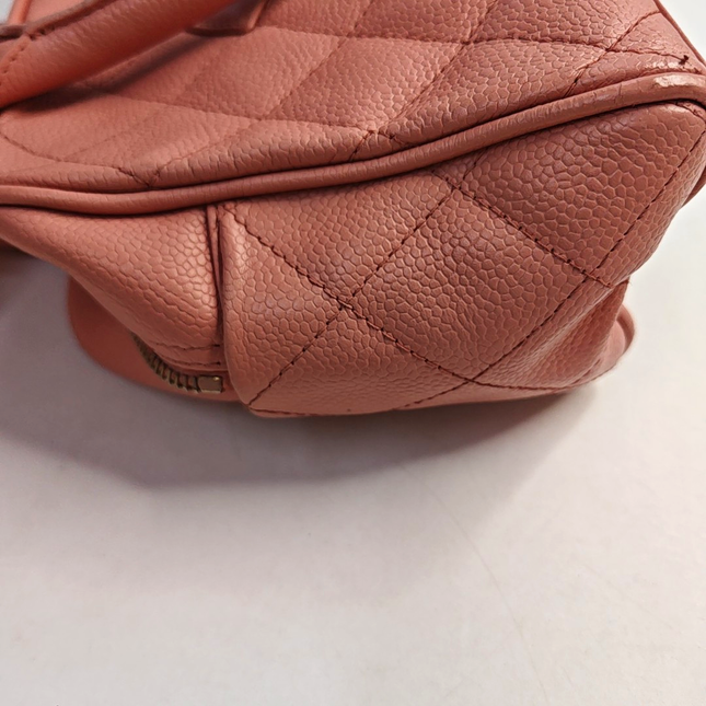 Chanel Boston Bowling Bag Pink Caviar Leather Small Top Handle Bag