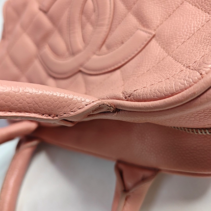 Chanel Boston Bowling Bag Pink Caviar Leather Small Top Handle Bag