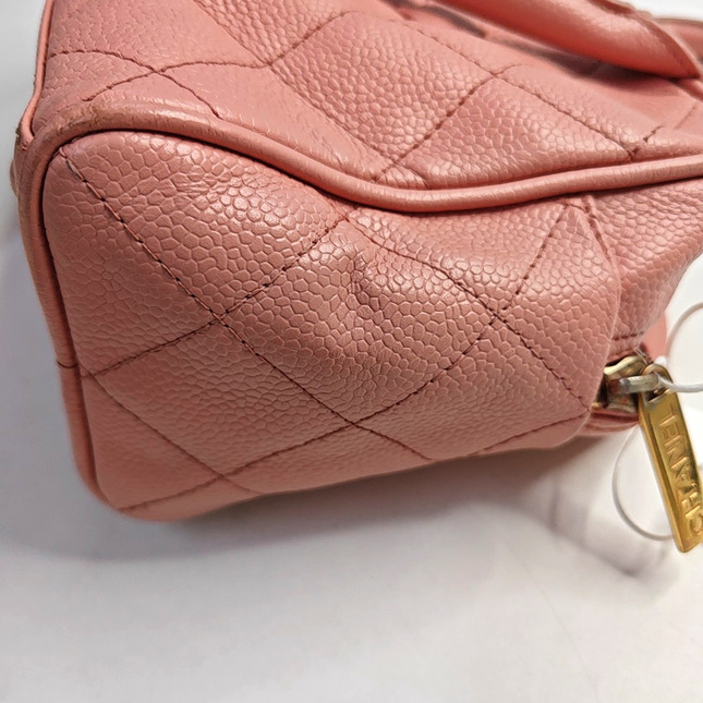 Chanel Boston Bowling Bag Pink Caviar Leather Small Top Handle Bag