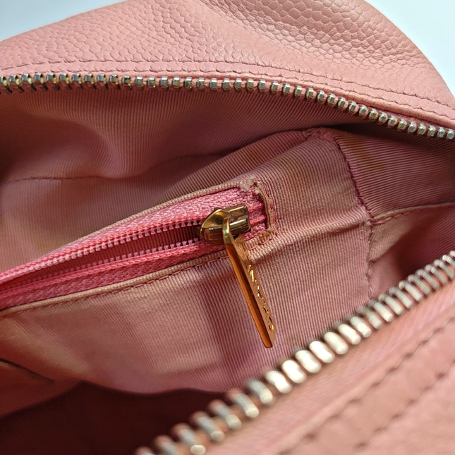 Chanel Boston Bowling Bag Pink Caviar Leather Small Top Handle Bag