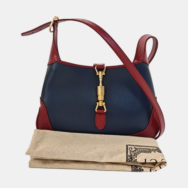 Gucci Jackie 1961 Small Navy and Burgundy Leather Crossbody Bag
