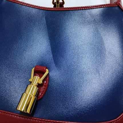 Gucci Jackie 1961 Small Navy and Burgundy Leather Crossbody Bag