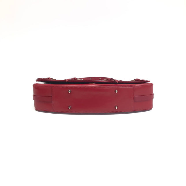 Christian Dior Vintage Leather Bondage Bag Red Shiny Calfskin Leather by John Galliano
