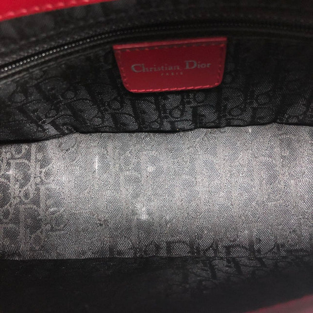 Christian Dior Vintage Leather Bondage Bag Red Shiny Calfskin Leather by John Galliano