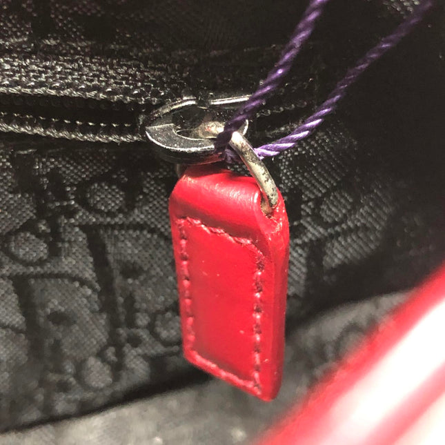 Christian Dior Vintage Leather Bondage Bag Red Shiny Calfskin Leather by John Galliano