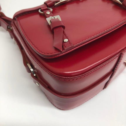 Christian Dior Vintage Leather Bondage Bag Red Shiny Calfskin Leather by John Galliano