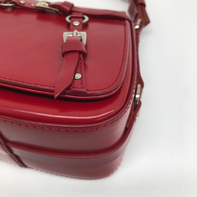 Christian Dior Vintage Leather Bondage Bag Red Shiny Calfskin Leather by John Galliano