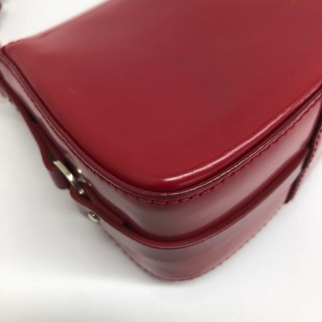 Christian Dior Vintage Leather Bondage Bag Red Shiny Calfskin Leather by John Galliano