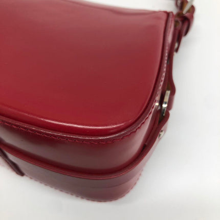 Christian Dior Vintage Leather Bondage Bag Red Shiny Calfskin Leather by John Galliano