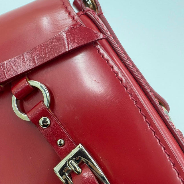 Christian Dior Vintage Leather Bondage Bag Red Shiny Calfskin Leather by John Galliano