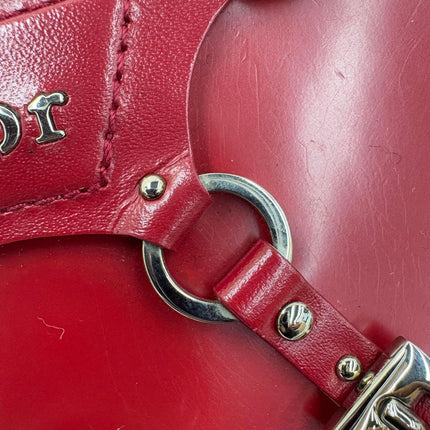 Christian Dior Vintage Leather Bondage Bag Red Shiny Calfskin Leather by John Galliano