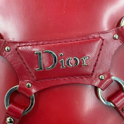Christian Dior Vintage Leather Bondage Bag Red Shiny Calfskin Leather by John Galliano