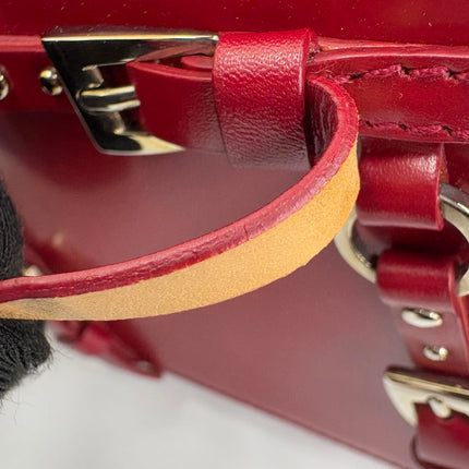 Christian Dior Vintage Leather Bondage Bag Red Shiny Calfskin Leather by John Galliano