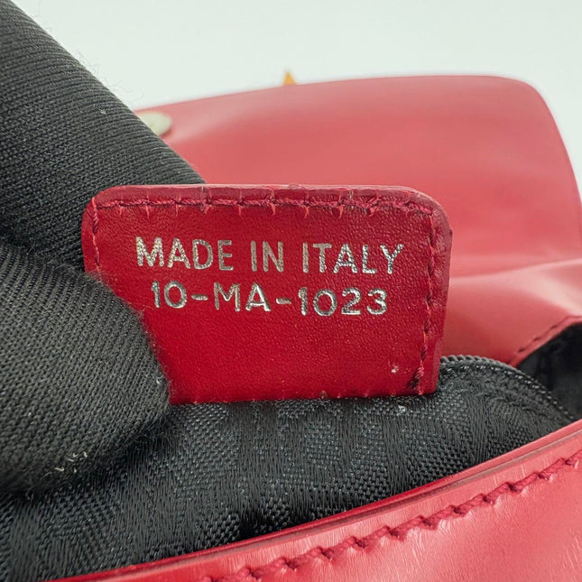 Christian Dior Vintage Leather Bondage Bag Red Shiny Calfskin Leather by John Galliano