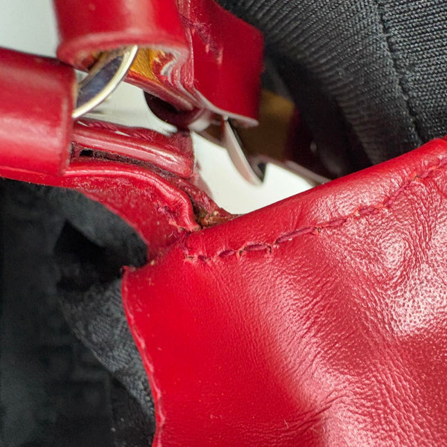 Christian Dior Vintage Leather Bondage Bag Red Shiny Calfskin Leather by John Galliano