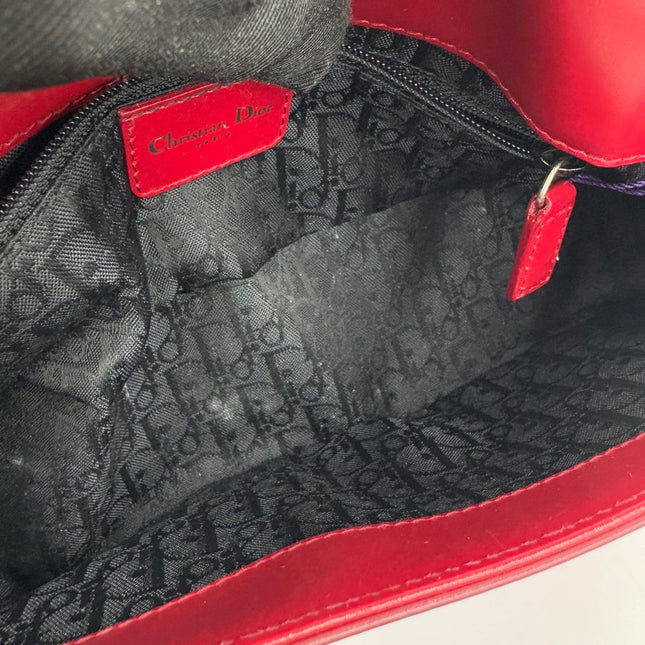 Christian Dior Vintage Leather Bondage Bag Red Shiny Calfskin Leather by John Galliano