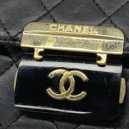 Chanel Mini Beauty Lock Flap Bag Black Lambskin Leather Chain Strap 2017