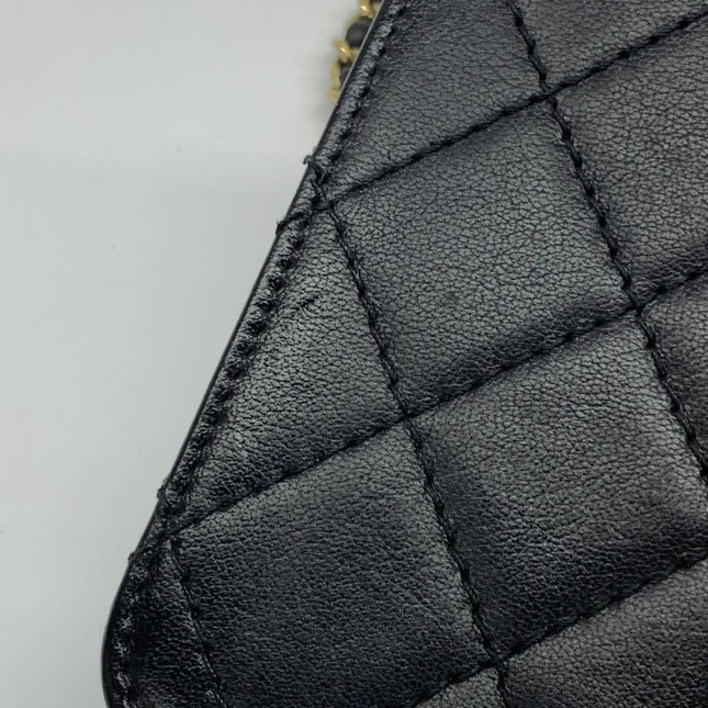 Chanel Mini Beauty Lock Flap Bag Black Lambskin Leather Chain Strap 2017