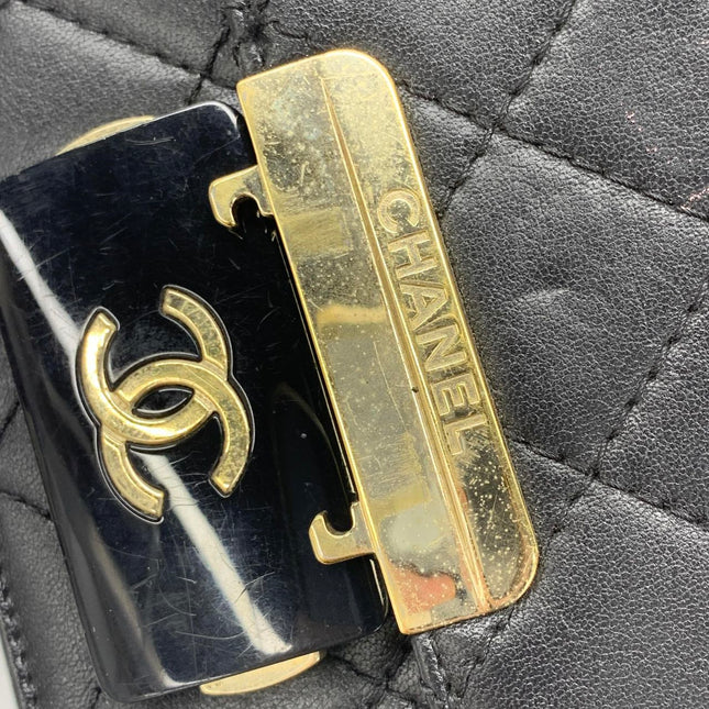 Chanel Mini Beauty Lock Flap Bag Black Lambskin Leather Chain Strap 2017