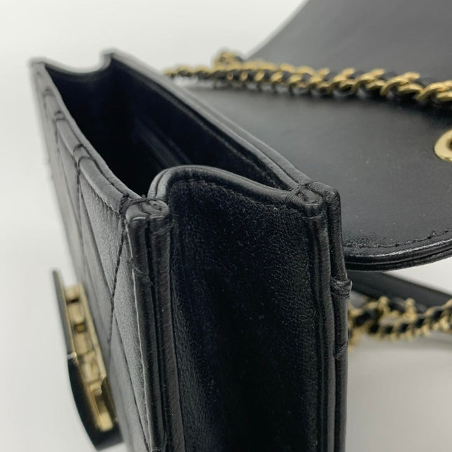 Chanel Mini Beauty Lock Flap Bag Black Lambskin Leather Chain Strap 2017