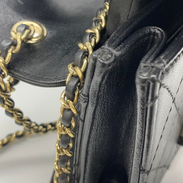 Chanel Mini Beauty Lock Flap Bag Black Lambskin Leather Chain Strap 2017