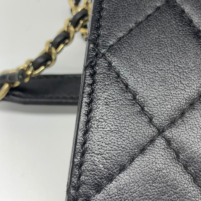Chanel Mini Beauty Lock Flap Bag Black Lambskin Leather Chain Strap 2017
