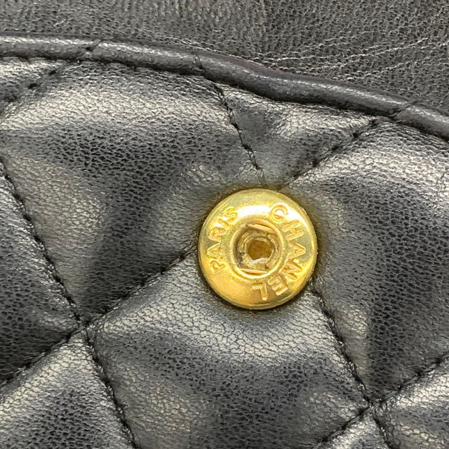 Chanel Timeless Classic Flap Medium Black Lambskin Leather 24k Gold Plated Hardware 2006-2008