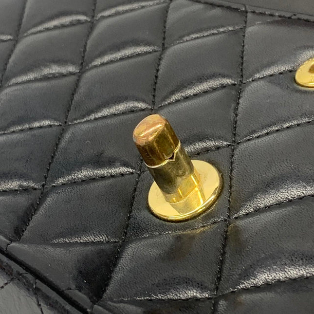 Chanel Timeless Classic Flap Medium Black Lambskin Leather 24k Gold Plated Hardware 2006-2008