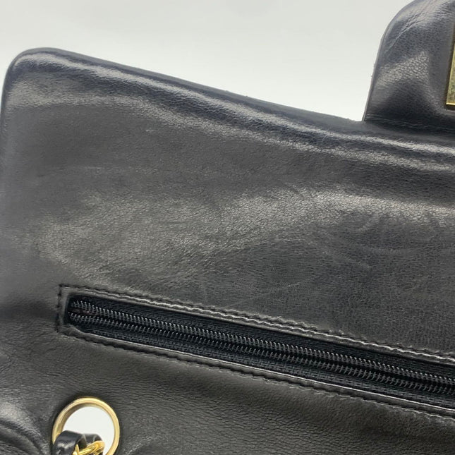 Chanel Timeless Classic Flap Medium Black Lambskin Leather 24k Gold Plated Hardware 2006-2008