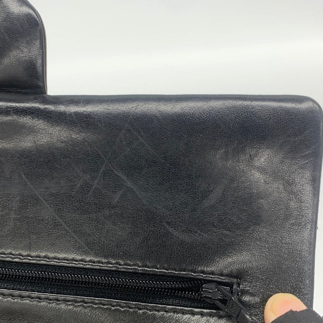 Chanel Timeless Classic Flap Medium Black Lambskin Leather 24k Gold Plated Hardware 2006-2008