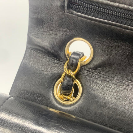 Chanel Timeless Classic Flap Medium Black Lambskin Leather 24k Gold Plated Hardware 2006-2008