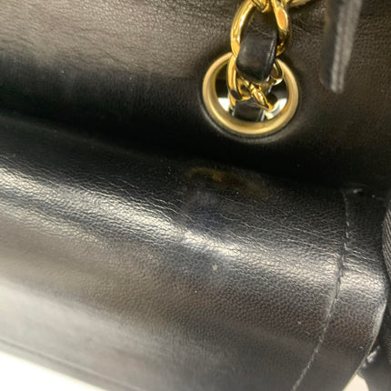 Chanel Timeless Classic Flap Medium Black Lambskin Leather 24k Gold Plated Hardware 2006-2008