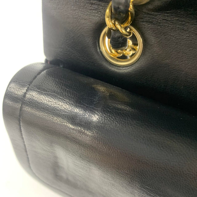 Chanel Timeless Classic Flap Medium Black Lambskin Leather 24k Gold Plated Hardware 2006-2008
